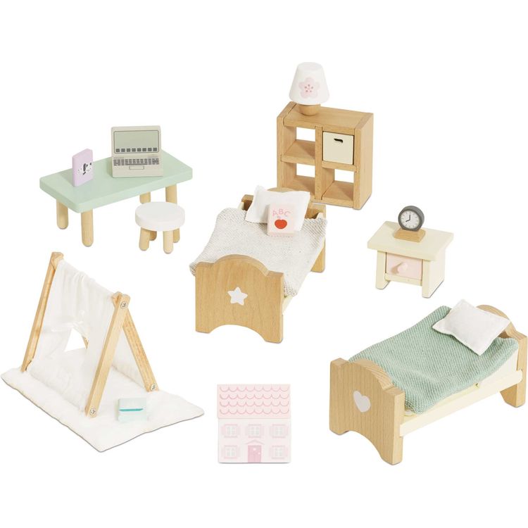 Wooden-Dollhouse-24-Piece-Child-s-Bedroom-Furniture-Set-Dolls-24900630937687